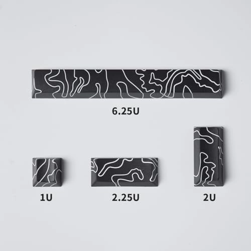4pcs Keycaps - Black Topographic PBT