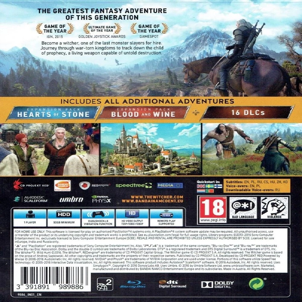 The Witcher 3: Wild Hunt Game of the Year Edition - PlayStation 4
