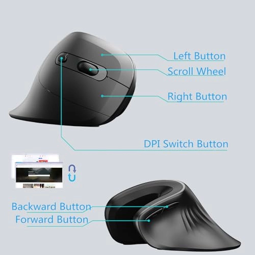 Vertical Ergonomic Mouse - Bluetooth USB
