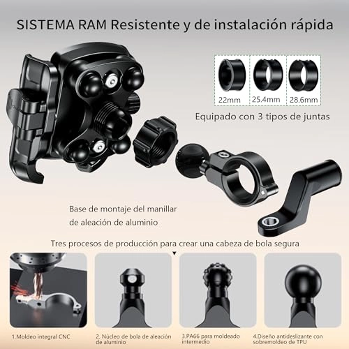 Motorcycle Phone Holder - 360 Rotation Aluminium Body