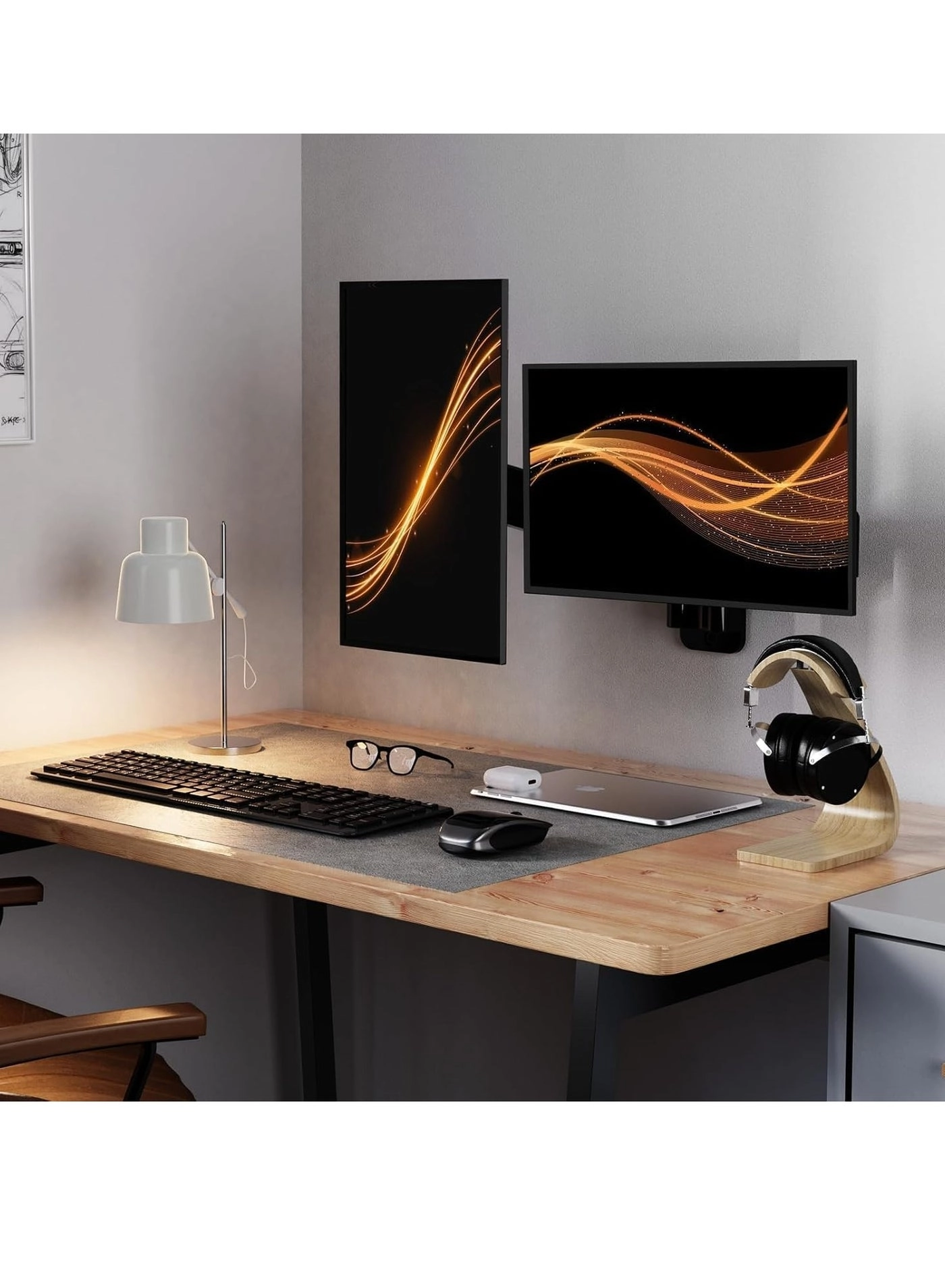 Dual Monitor Wall Mount - 2 Monitors 17-32 Inch VESA 75x75/100x100mm