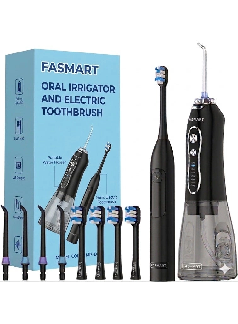 fasmart Water Flosser - 300ml 5 modes + Electric Toothbrush - sonic 50° wide angle