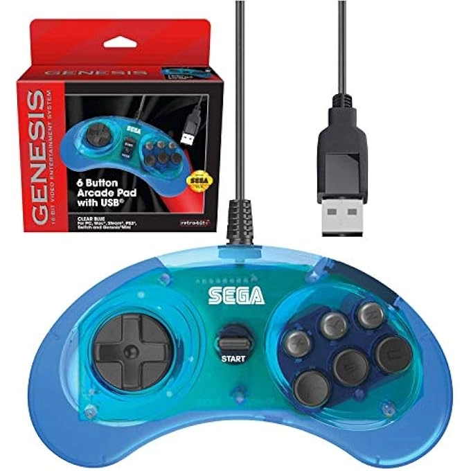 BIG6 CONTROLLER PAD - BLACK SEGA Genesis Mega Drive