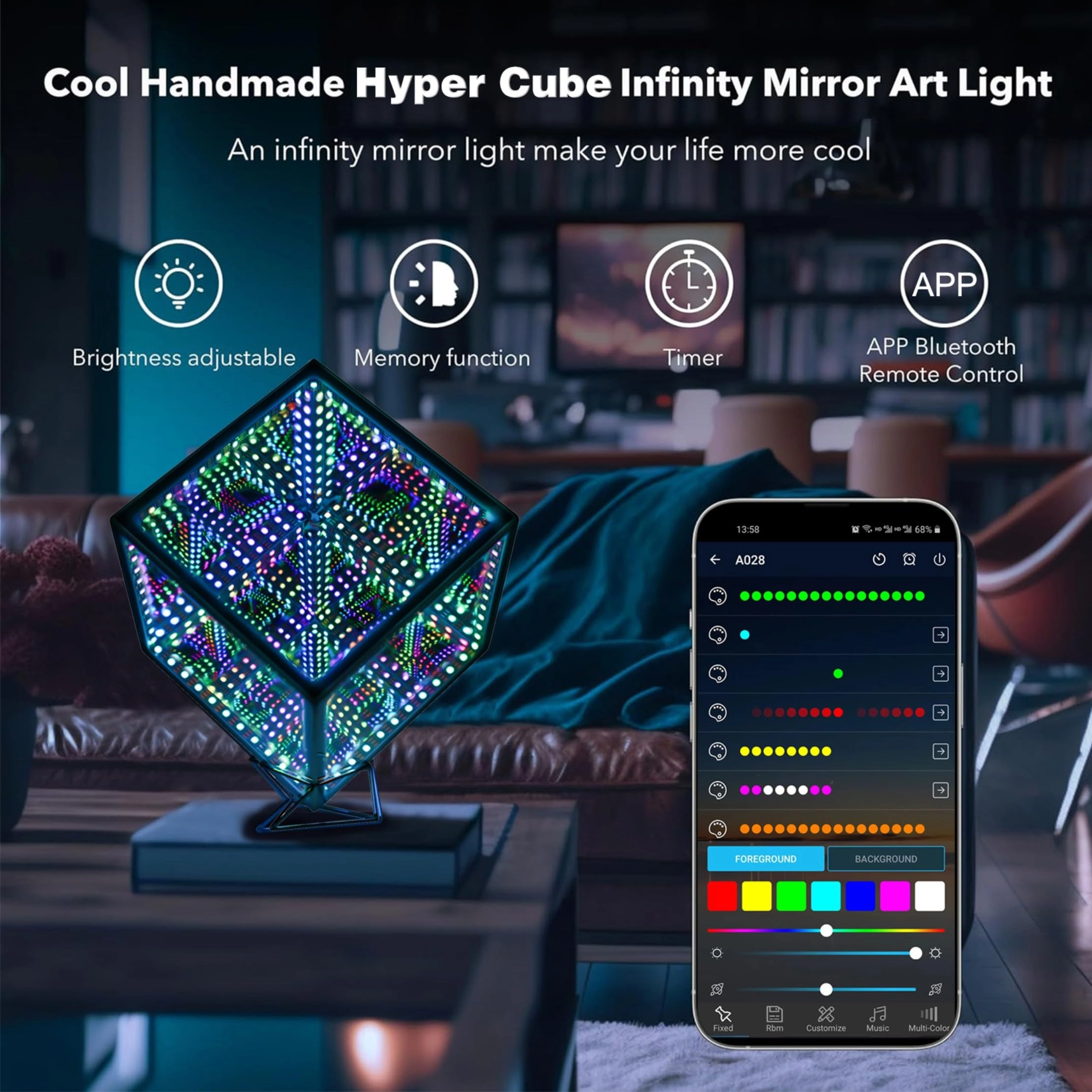 Hyper Cube - LED Table Lamp Color-Changing Music-Sync