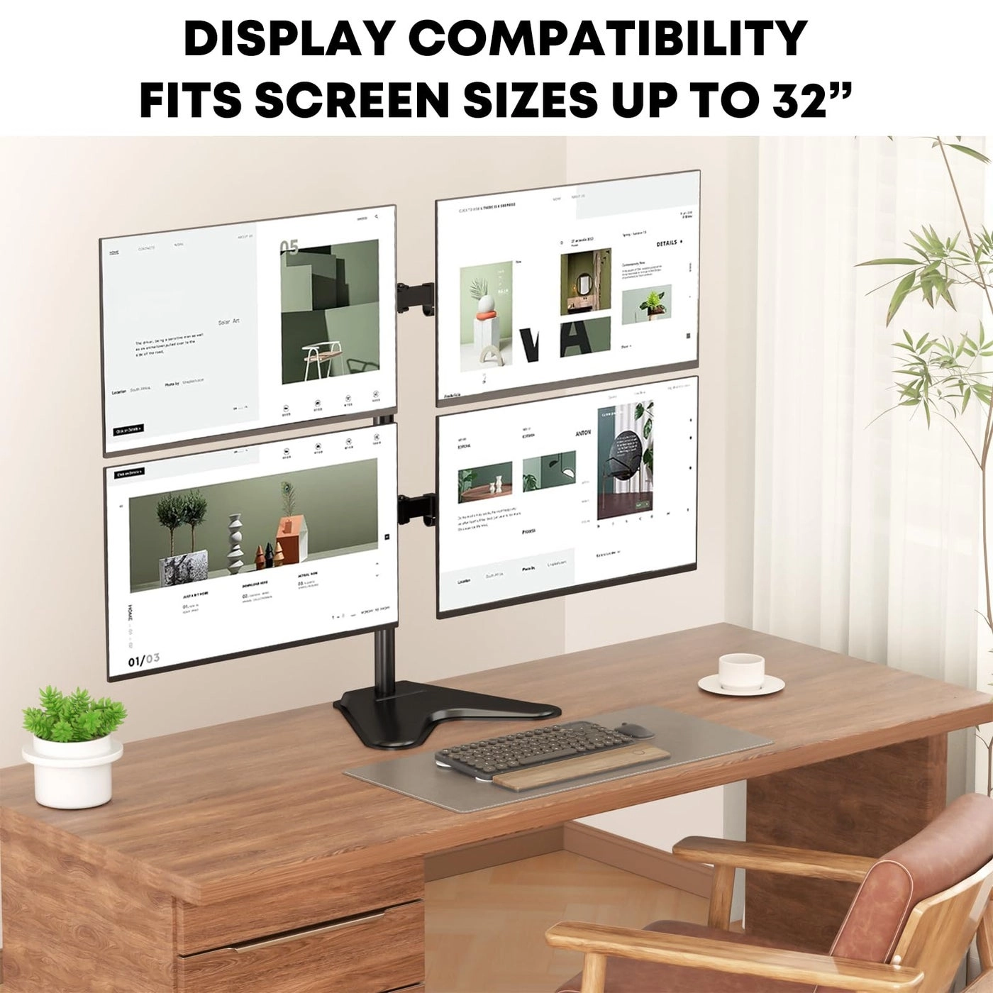 Quad Monitor Stand - 4 Screen 17 to 32 Inch