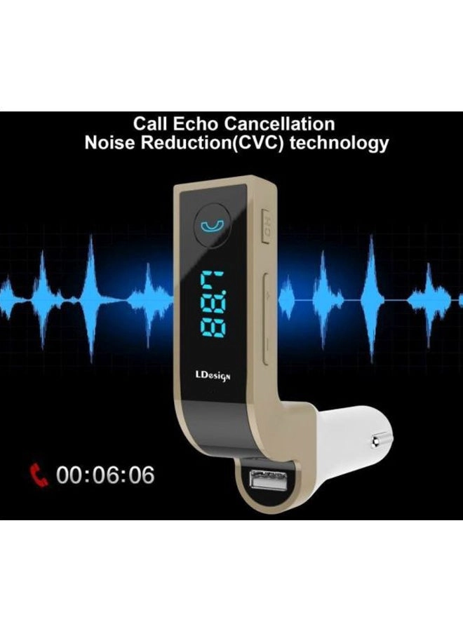 Car Bluetooth Device - White/Gold/Black 3.5mm audio cable