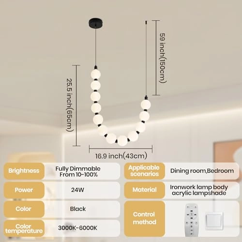 U-Curved Linear Chandelier - 150cm (Adjustable)
