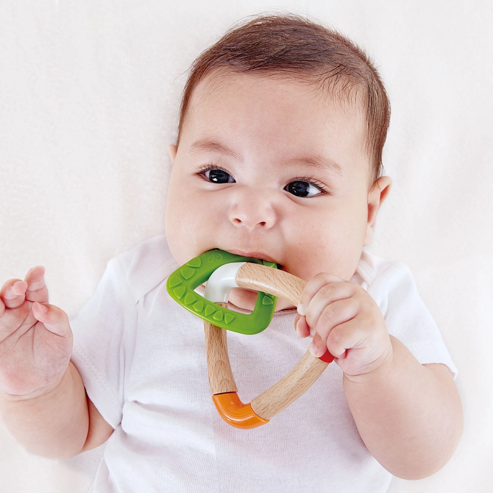 Double Triangle Teether - BPA-free silicone Wooden handle