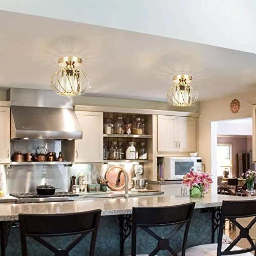 Modern Crystal Ceiling Light - 2 Pack Semi Flush Mount