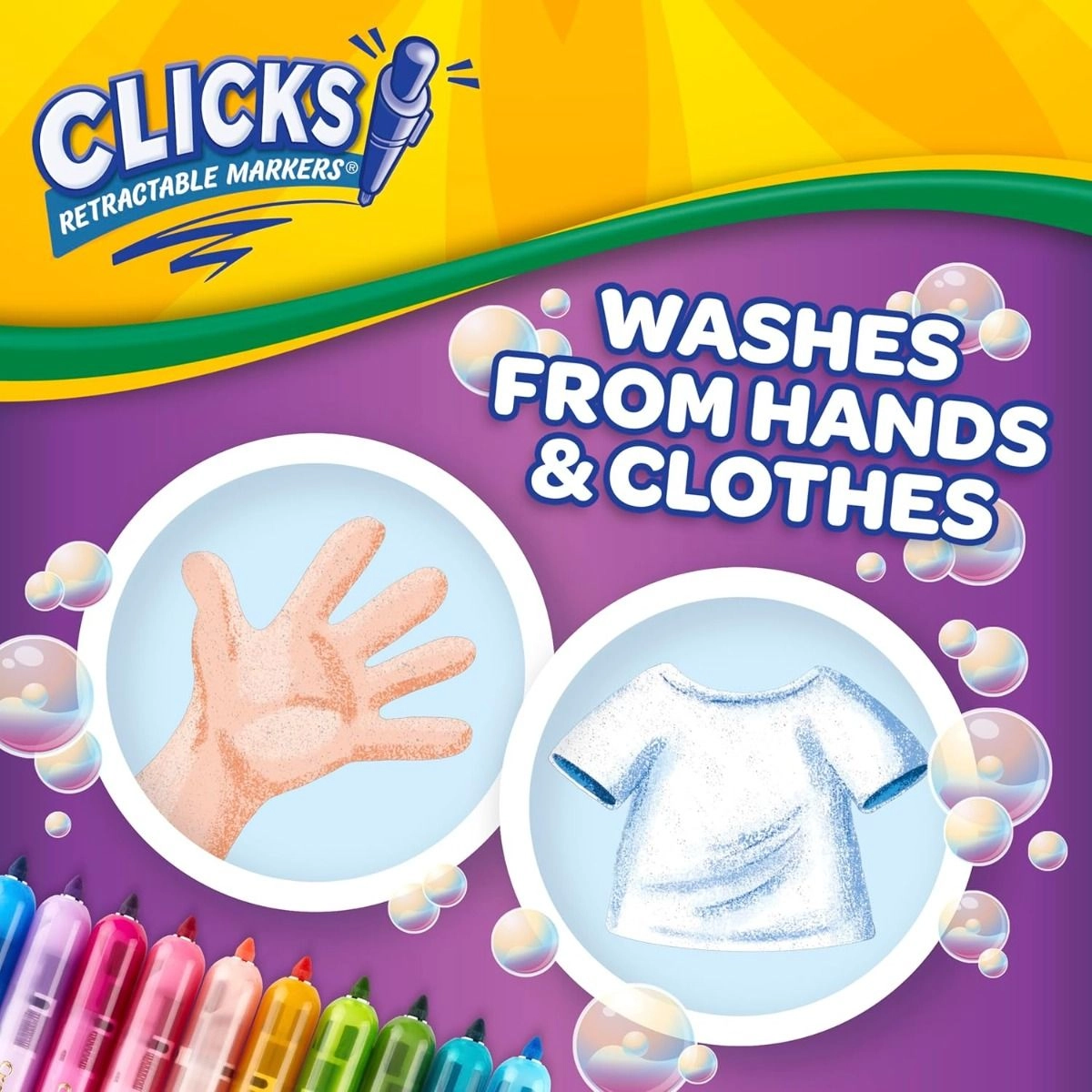 Clicks Retractable Markers - 10 different shades conical tips