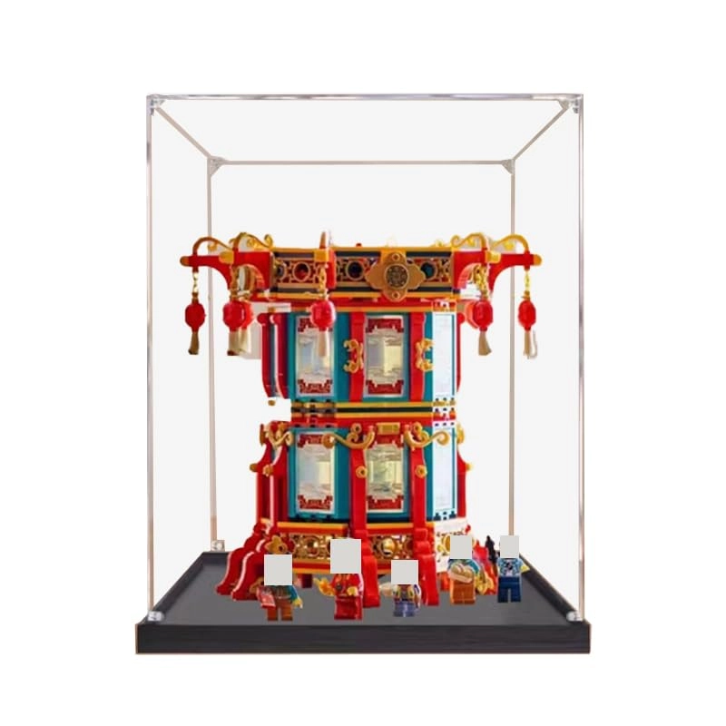 Clear Acrylic Display Case - 25x25x30cm Black Bottom1