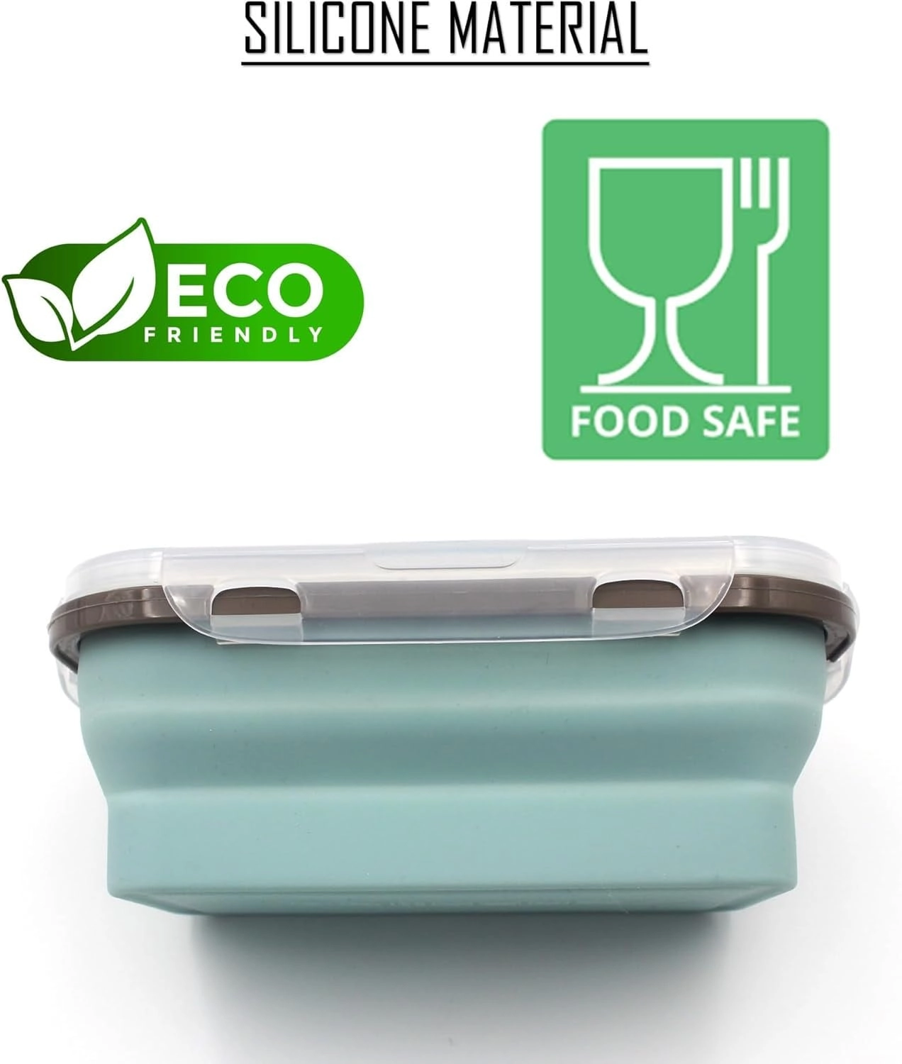 Silicone School Lunch Box - 2 Set Collapsible Microwave & Dishwasher Safe