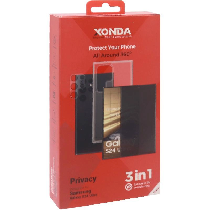 Xonda Clear Case - Clear for Samsung Galaxy S23 Ultra + Privacy Tempered Glass + Camera Lens Cover