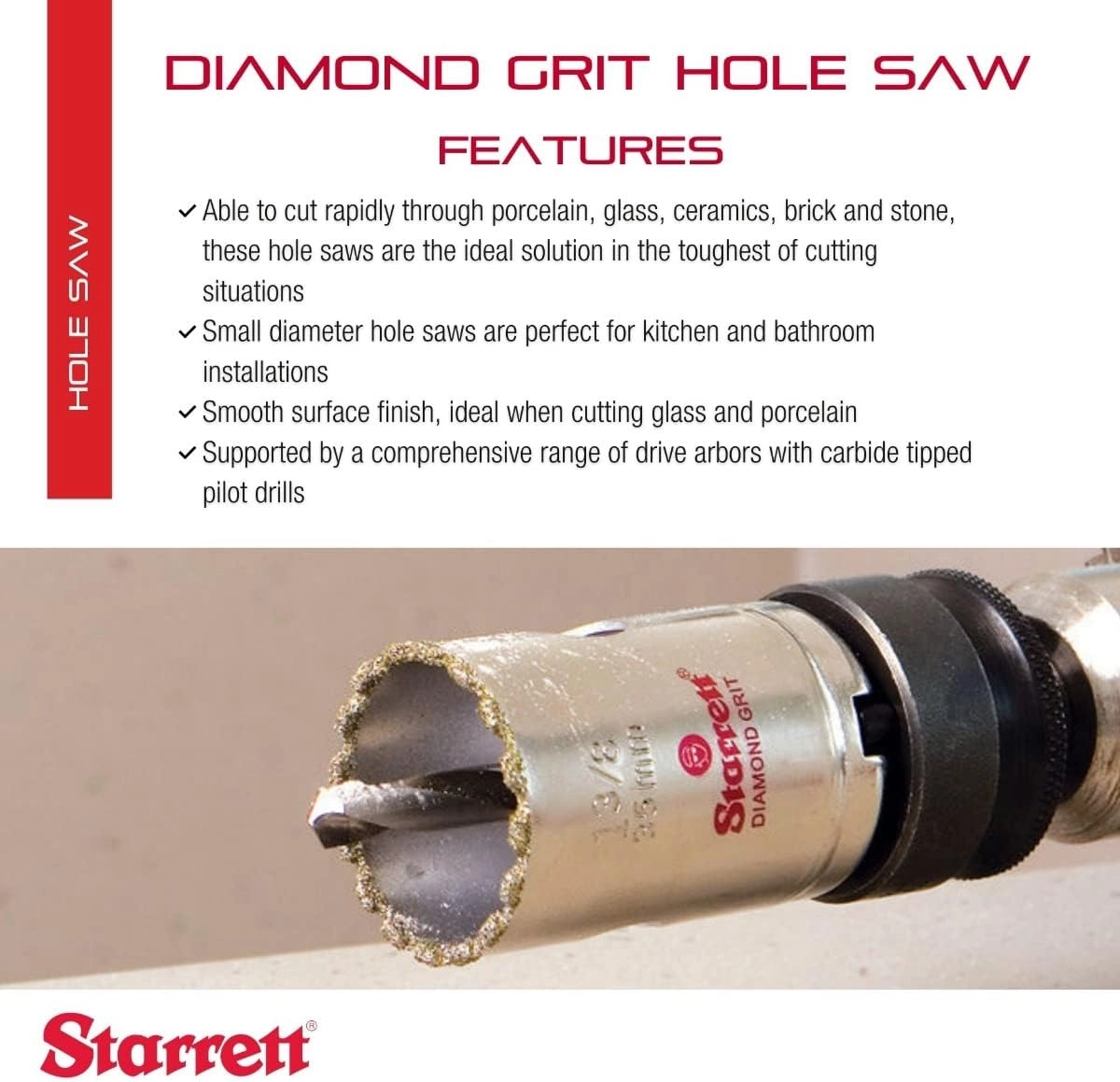 Diamond Grit Hole Saw - 414 porcelain glass ceramics brick stone