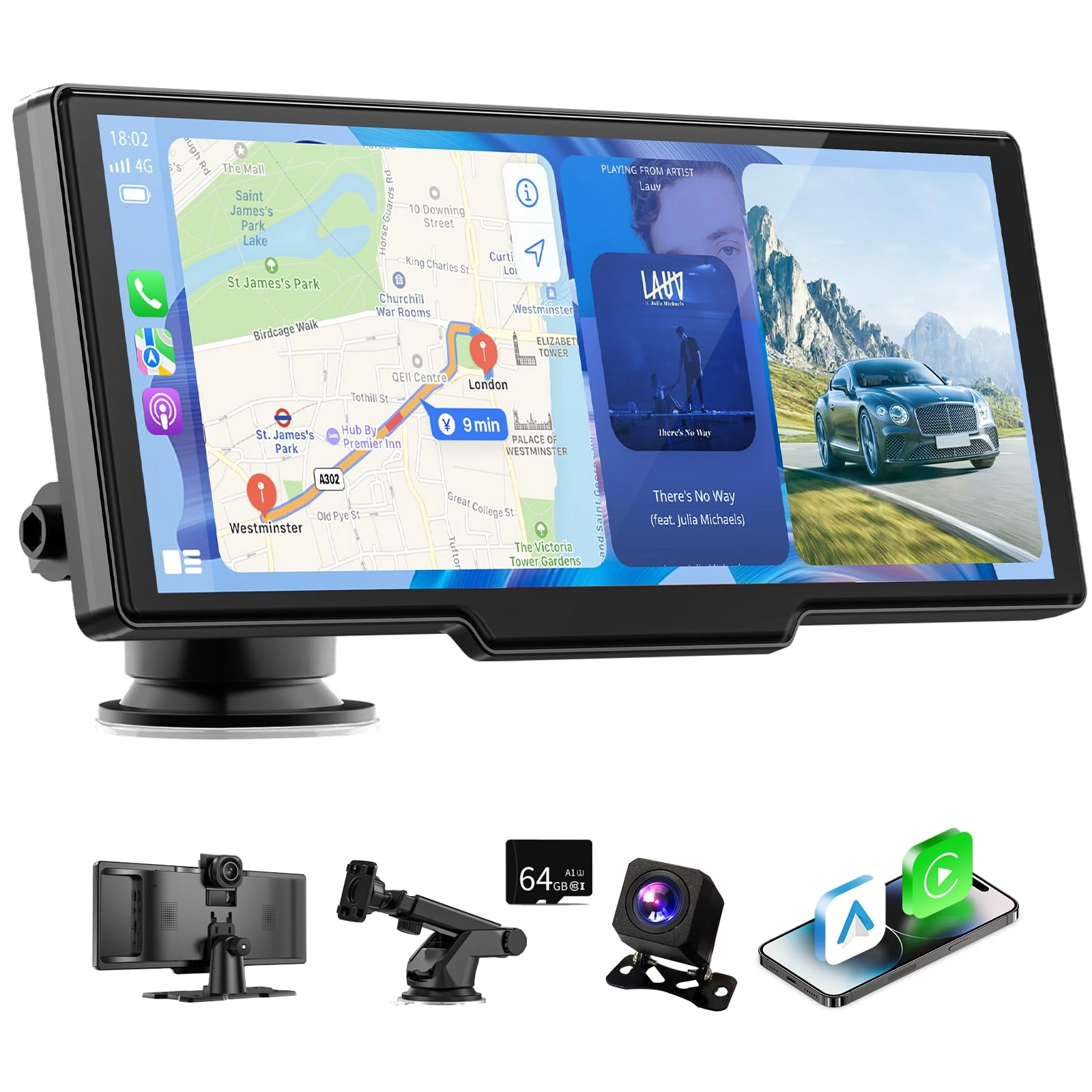 M CARKUMI Portable Wireless Carplay Screen - 2.5K