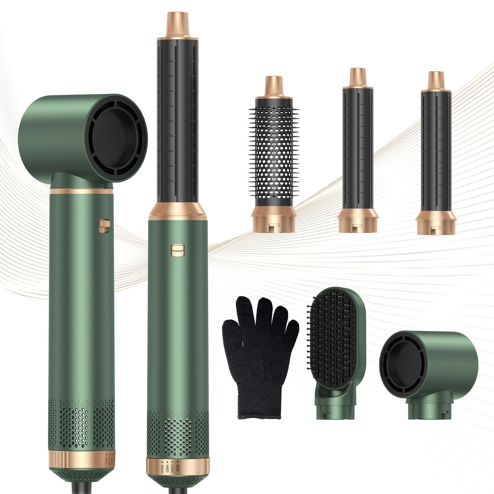 5 in 1 Blow Dryer Brush - Green Gold 800 watts