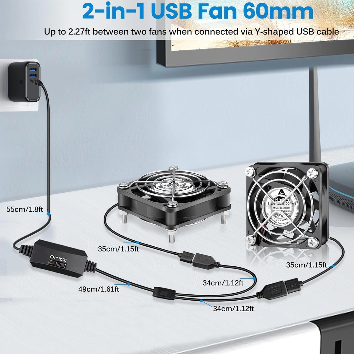USB Fan - 2-Pack 60mm x 15mm Pack