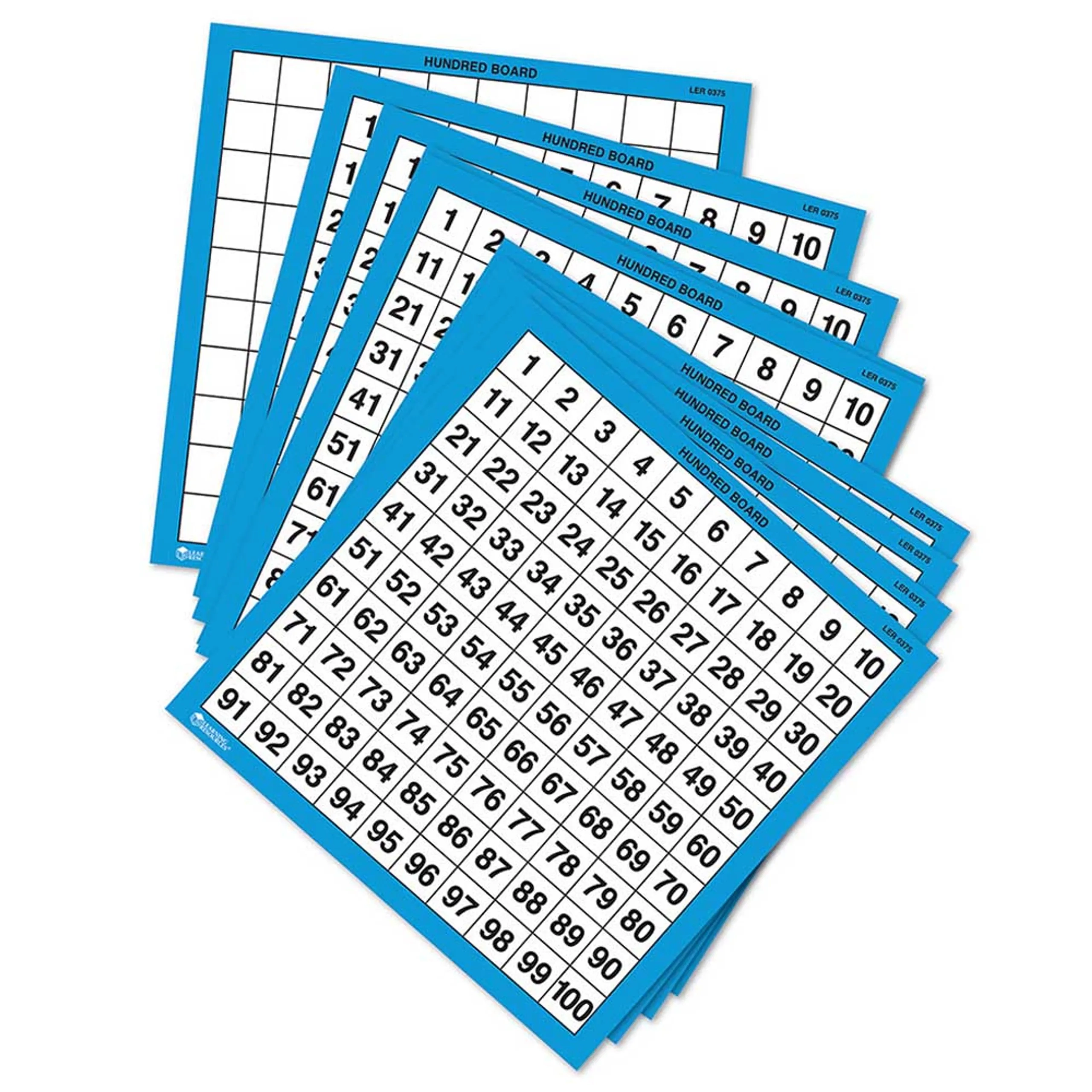 Wipe Clean Hundred Boards - Suitable for 5 years and above 10 pieces