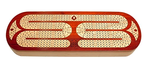 Continuous 4 Track Cribbage Board - Blood Wood Maple Wood