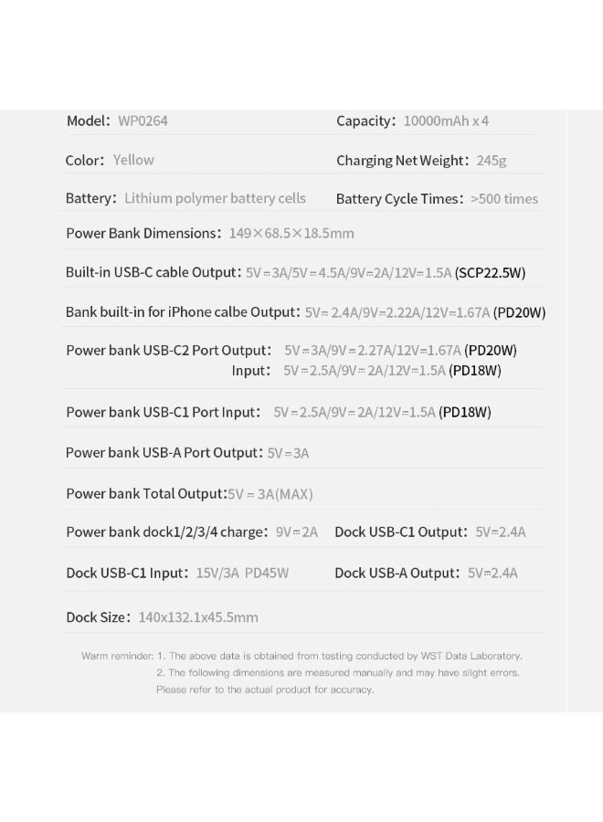 Multiple Power Bank Docking Station - 10000mAh x4 22.5W