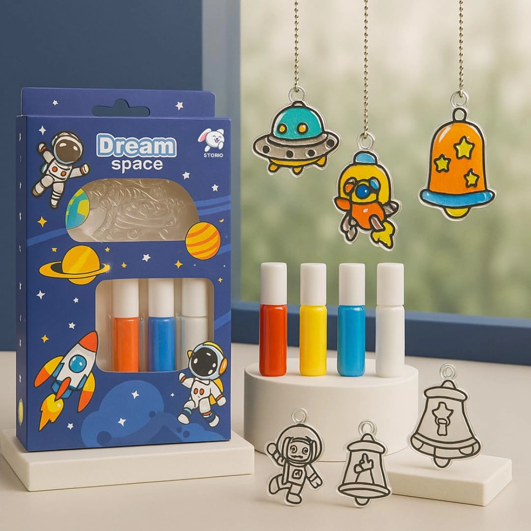 Storio, wecare@storio.in Space & Astronauts Window Art Glue Painting Kit - 4+ years 15 pcs