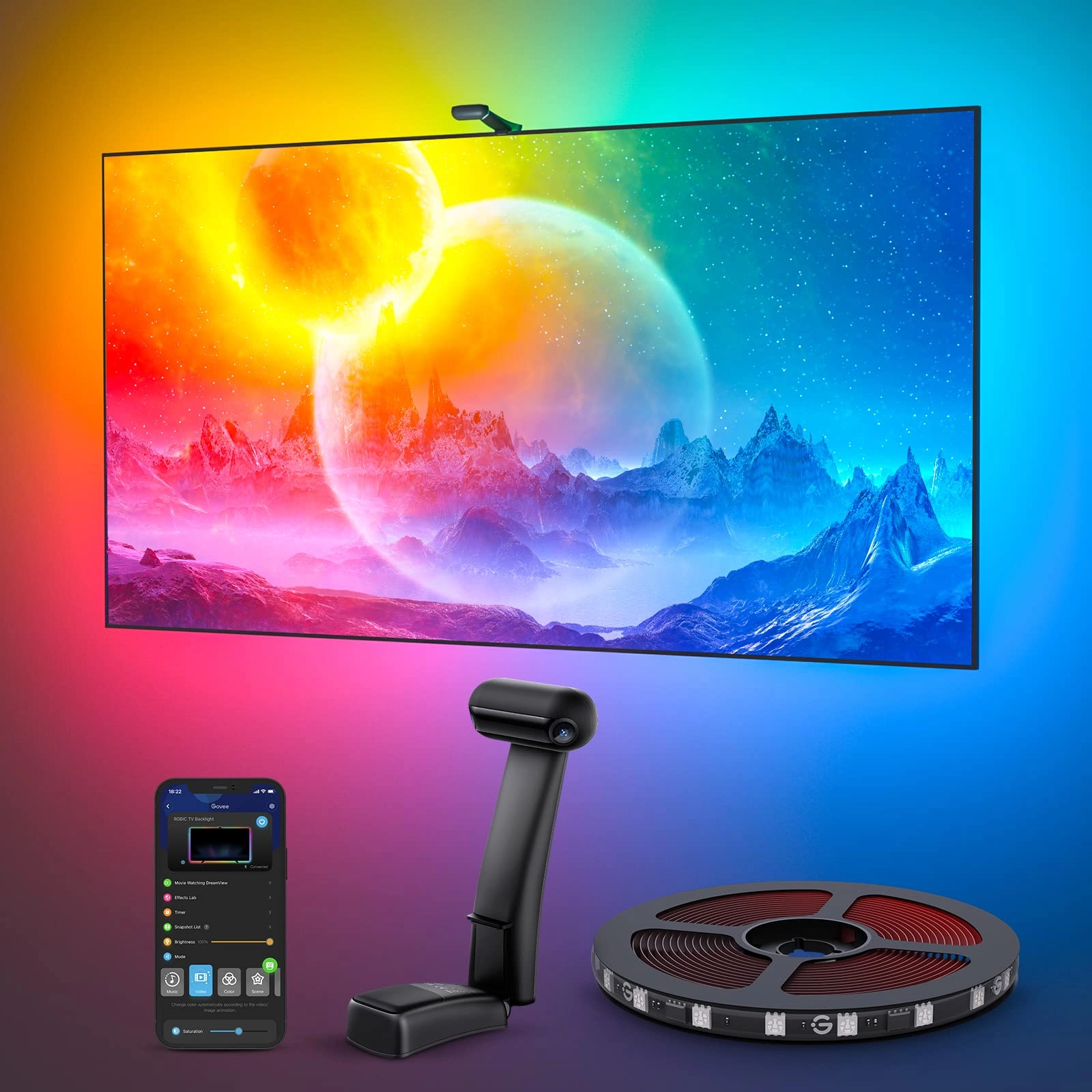 Govee Envisual TV Backlight T2 - 16.4ft RGBIC Wi-Fi
