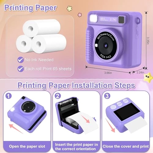 Instant Print Camera - 1080P 32GB Inkless Thermal Printing