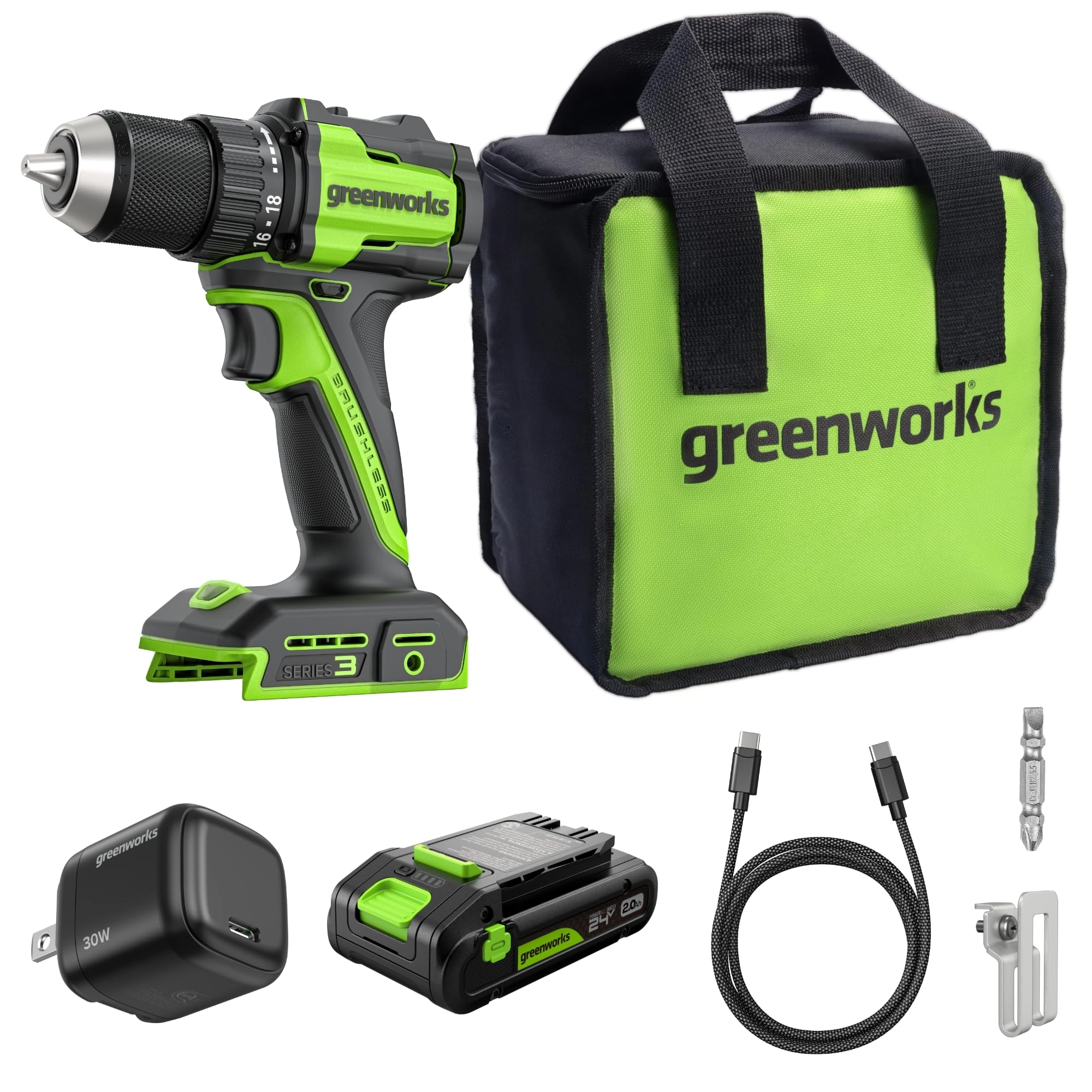 Greenworks 24V BL Drill Driver - 2Ah KIT