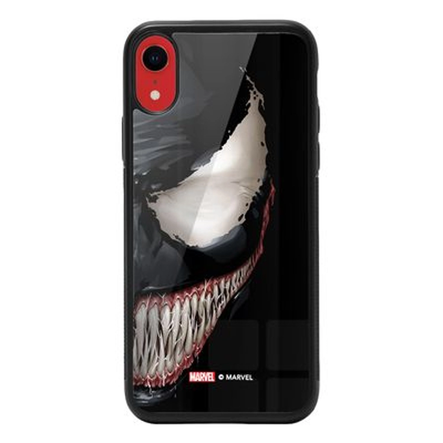 Wackylicious Venom Half Profile Face Back Case TPU Bumper Case + Tempered Glass Back for iPhone XR