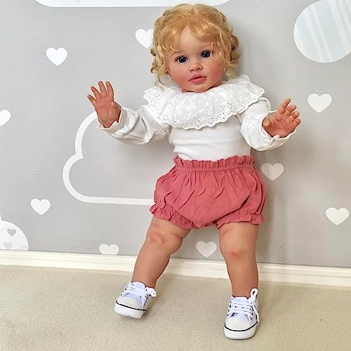 Reborn Baby Doll - 26 inch Weighted Blonde Curly Hair Ages 3+