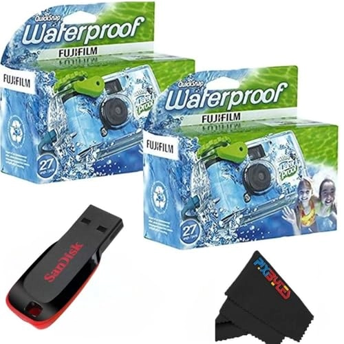 QuickSnap Waterproof - 35mm 27 Exposure + USB Flash Drive - 32 GB + Microfiber Cleaning Cloth