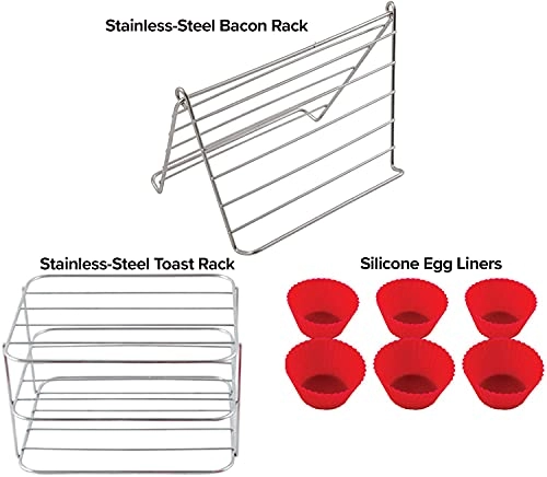 Silicone Egg Liners + Stainless Steel Toaster Rack + Stainless Steel Bacon Rack - Stainless Steel 6 piece(s)