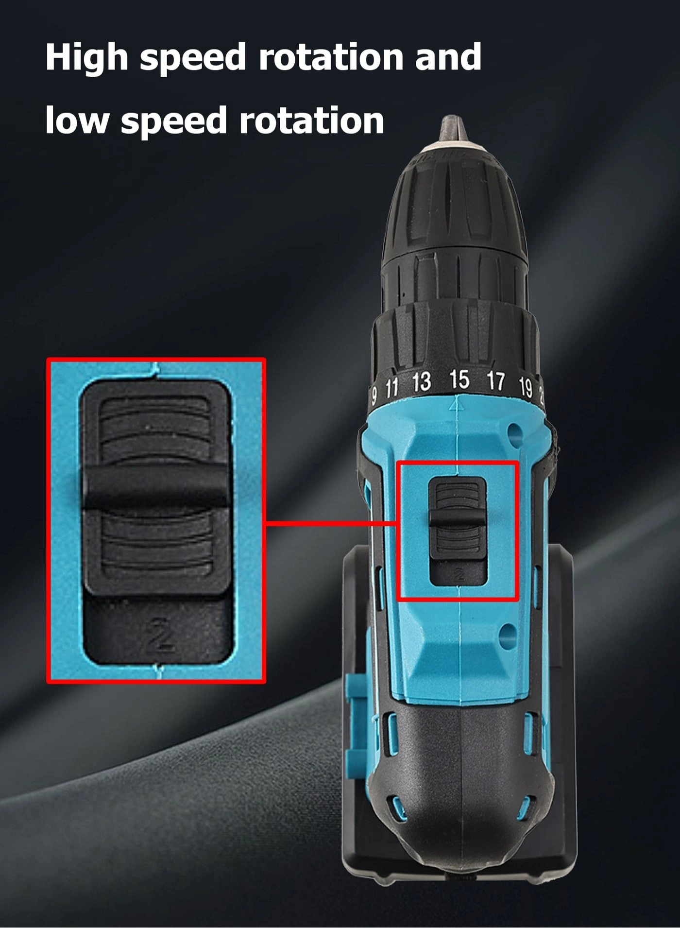 Cordless Electric Drill - 2 Batteries Built-in LED