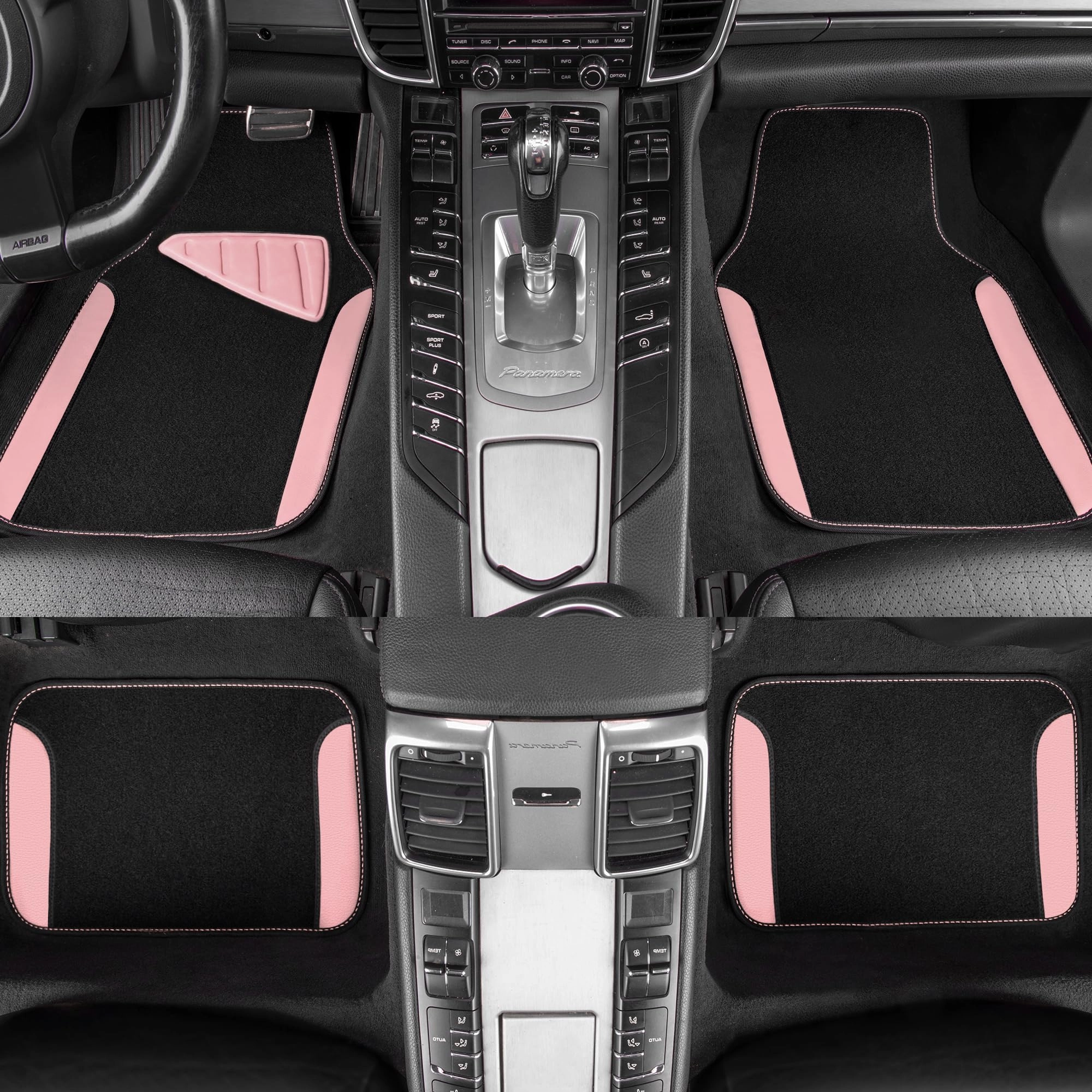 Jelly Waterproof Universal Fit Car Floor Mats - Pink Leather