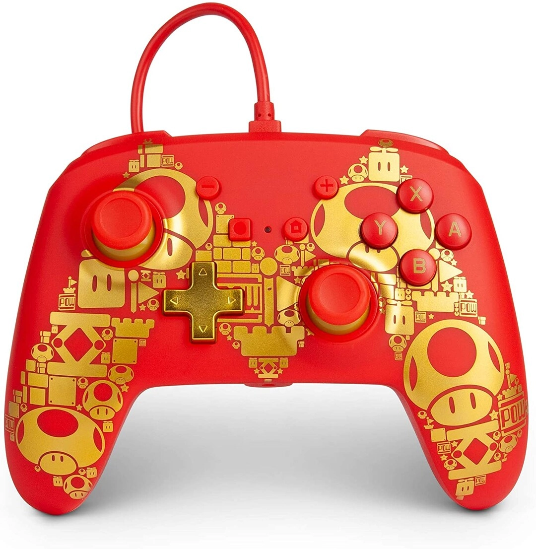 PowerA Mario Enhanced Wired Controller - Golden M Nintendo Switch