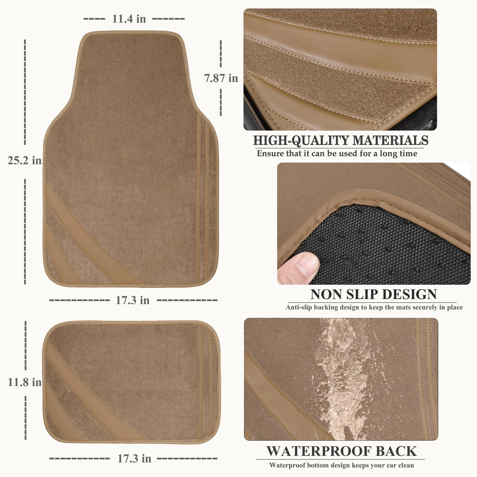 Faux Leather Car Mats - Blue Edge Universal Fit