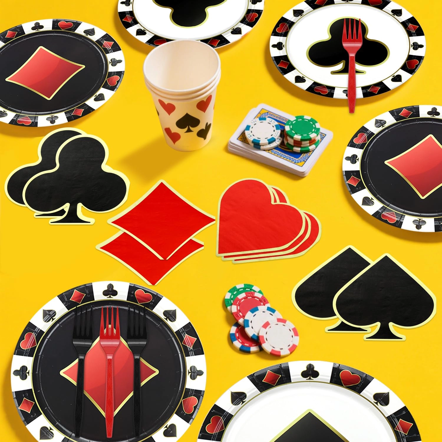 Casino Plates + Poker Tablecloth + Casino Napkins - 61.0 count Birthday