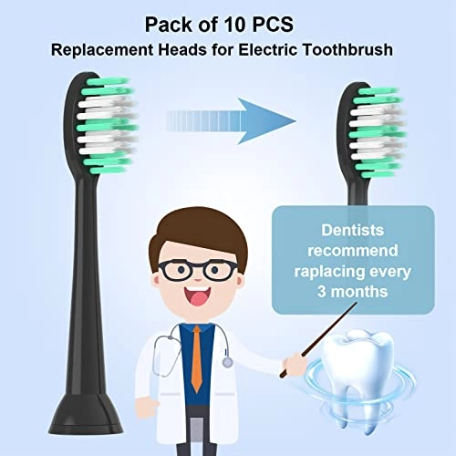 Replacement Toothbrush Heads - 10 Pack Soft Compatible with AquaSonic