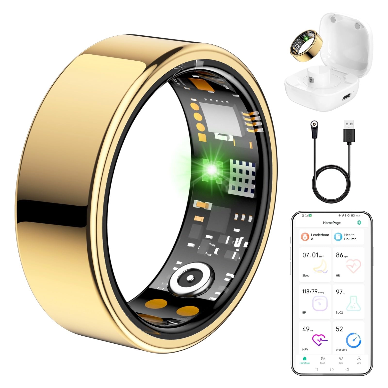 Tiantianka Smart Ring - Heart Rate Blood Oxygen Sleep Monitor