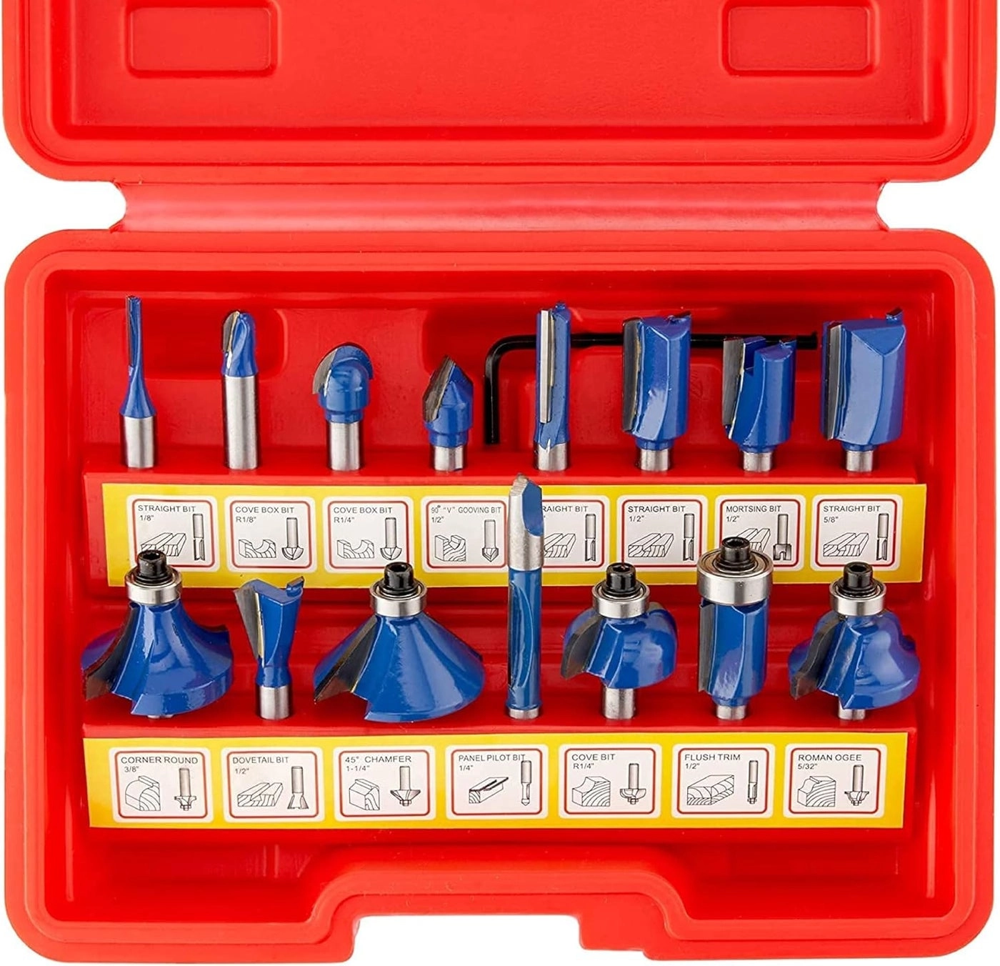 10100 Tungsten Carbide Router Bits - 1/4-inch 15 pieces