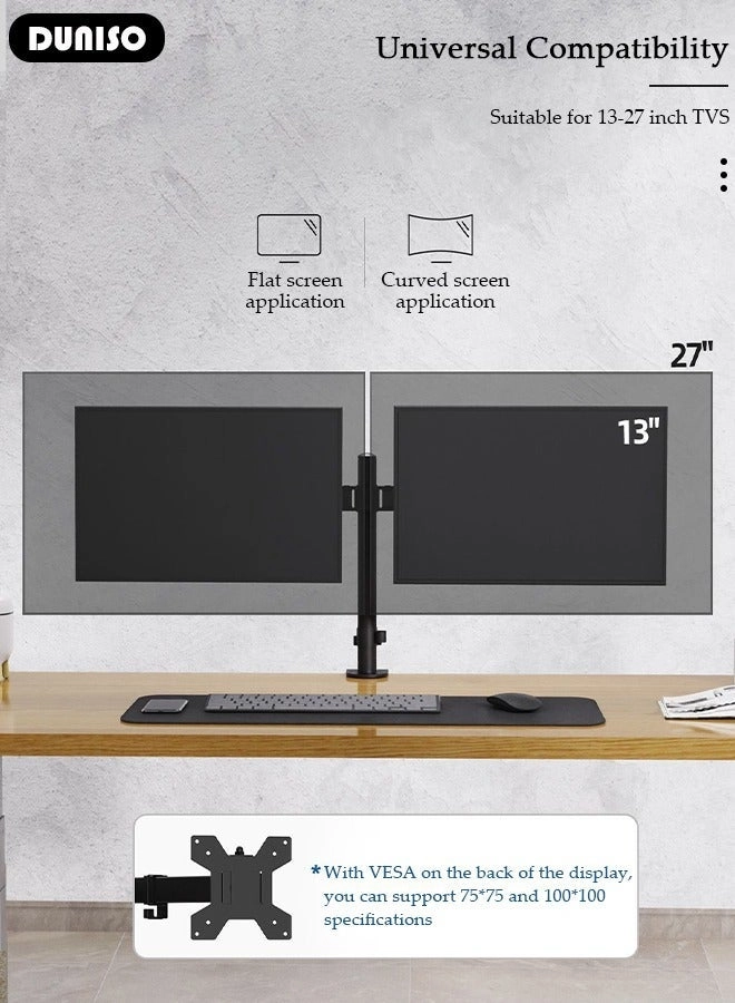 Dual Monitor Arm - 2 13-27 inch 75x75 mm 100x100 mm