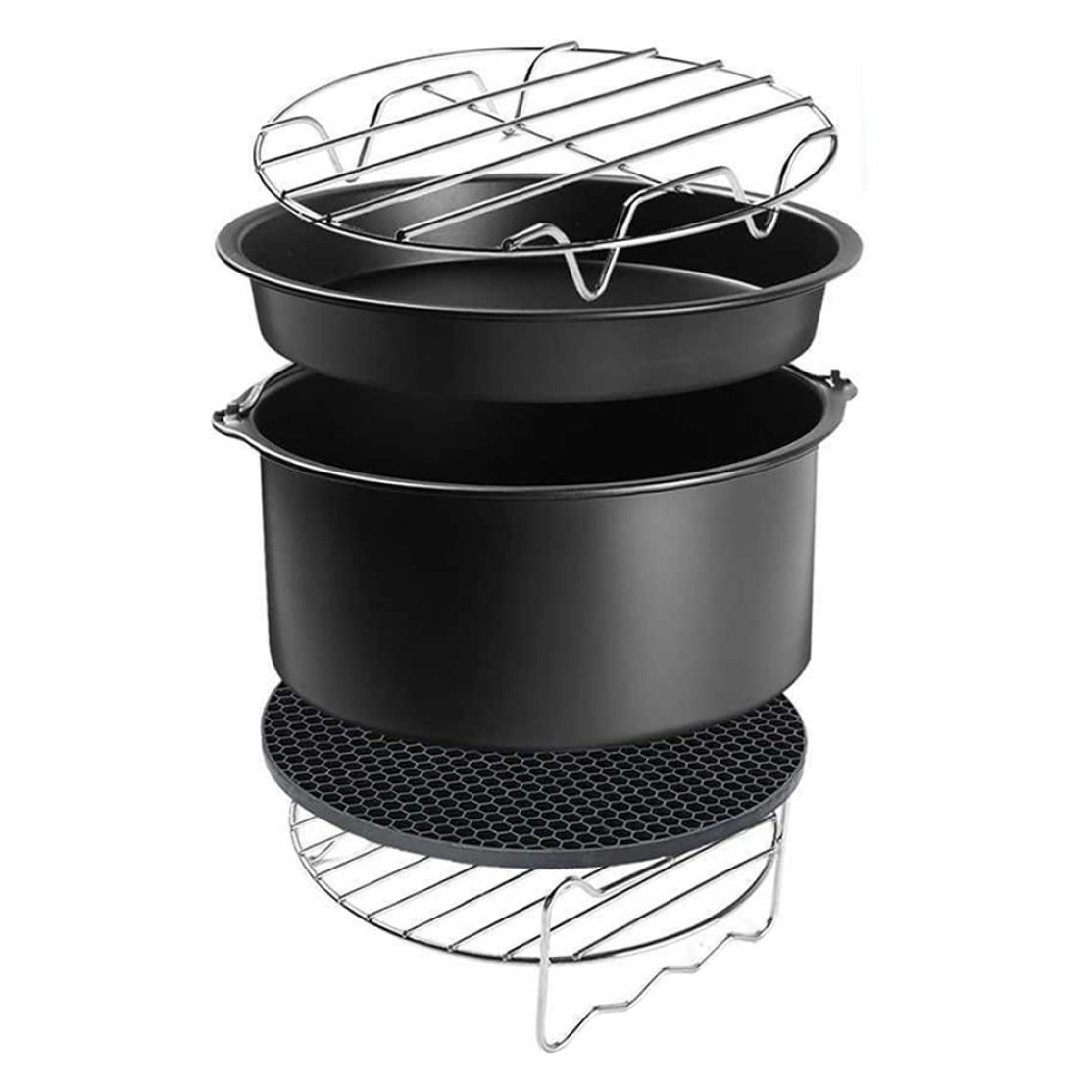 Metal Bracket + Skewers Rack + Cake Tin + Silicone Mat + Pizza Pan - Carbon steel stainless steel silica gel 5PCS