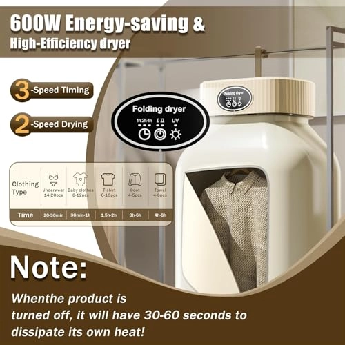 Portable Clothes Dryer - Adjustable Timer Compact