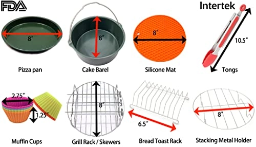 Air Fryer Accessories Set - High Grade Stainless Steel Ceramic Coating Aluminum High Temperature Silicone 8 piece(s)