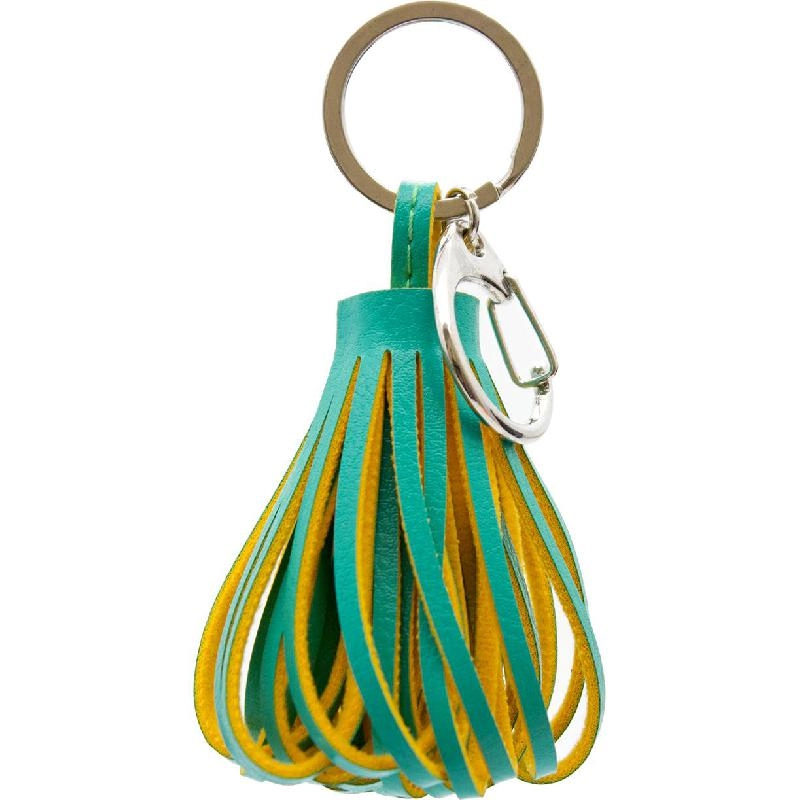 Non Branded Tassel Keychain - Green/Yellow Leather