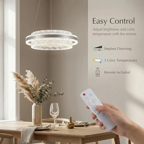 Round LED Chandelier - 3000K–6000K Dimmable