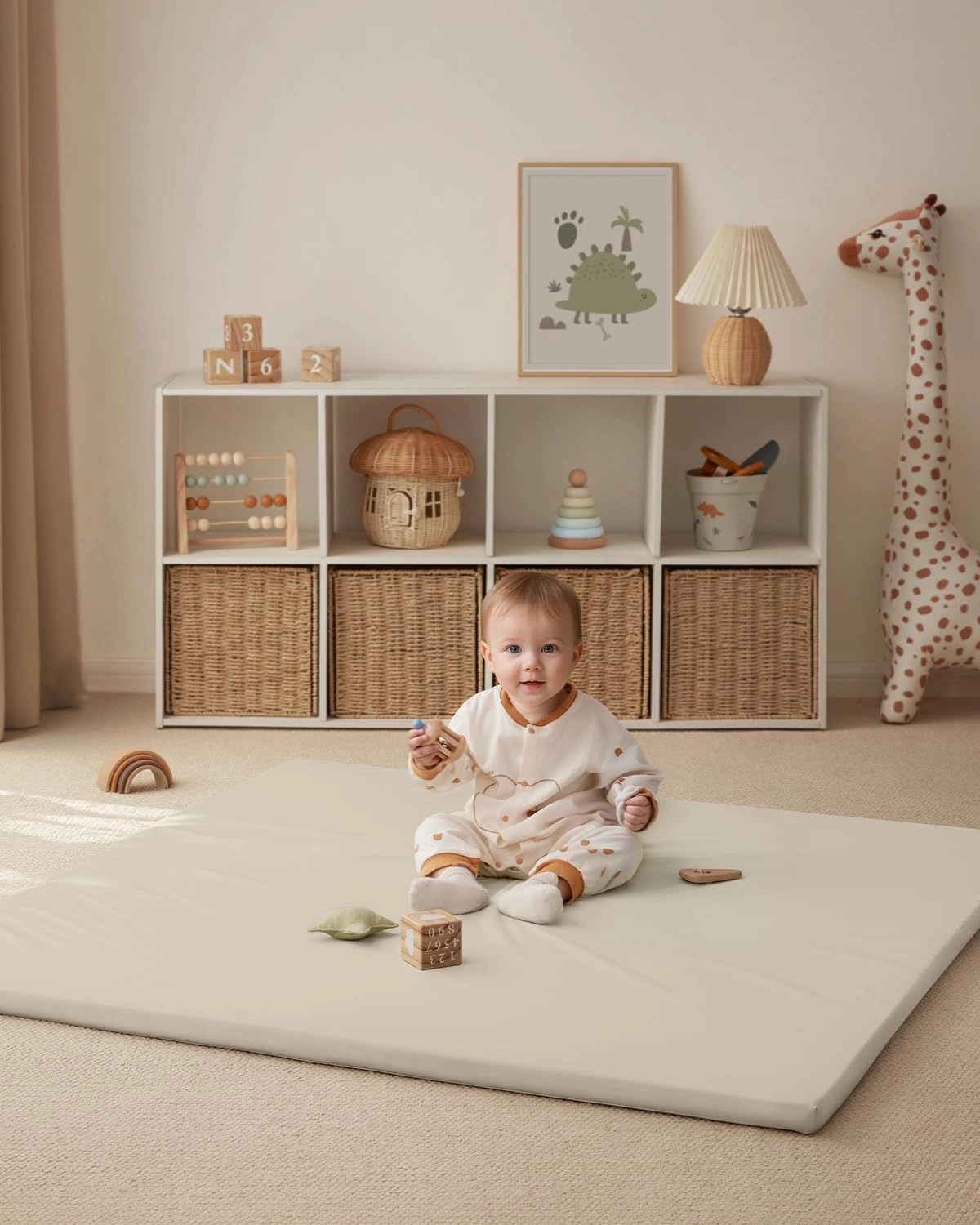 Vegan Leather Baby Play Mat - 50x50 Taupe