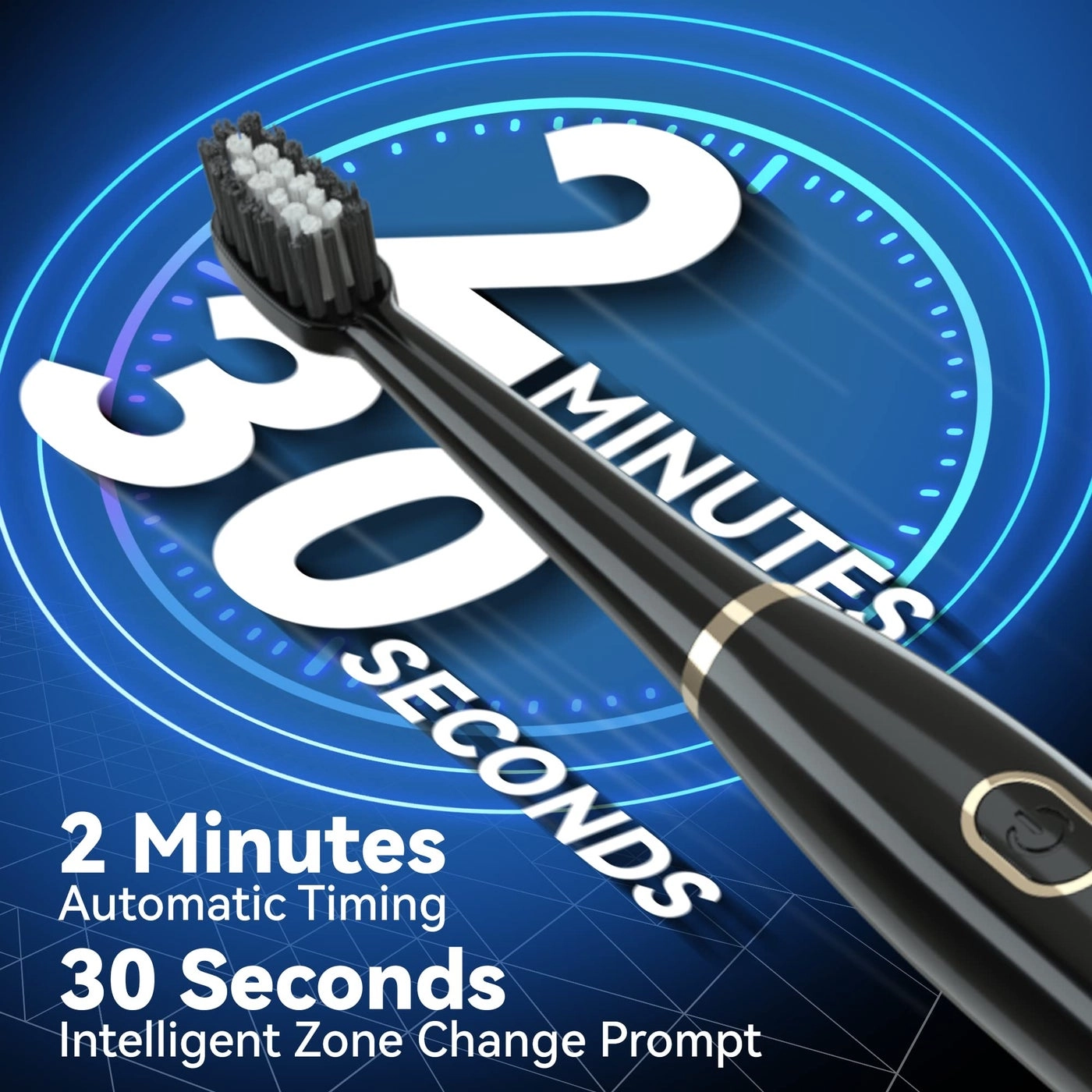 Sonic Electric Toothbrush - 8 Heads 5 Modes Midnight Black