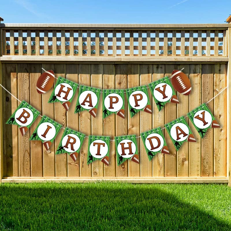 Football Birthday Banner - 13 paper flag sign football birthday party