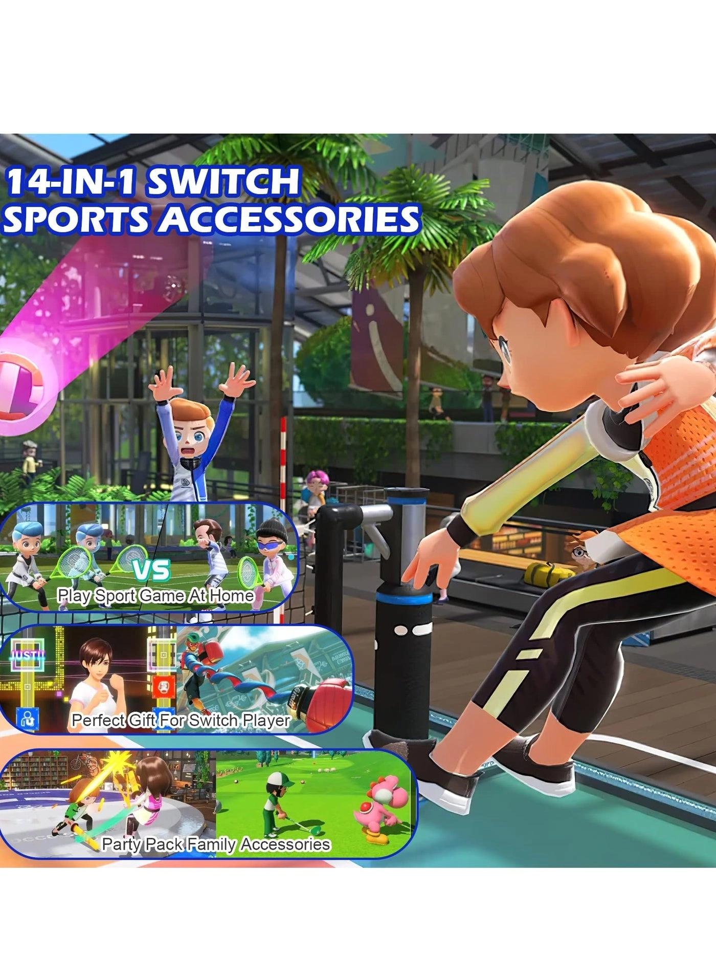 Tennis Rackets + Swords + Golf Clubs + Boxing Grips + Leg Straps + Joy-con Wrist Straps - Nintendo Switch